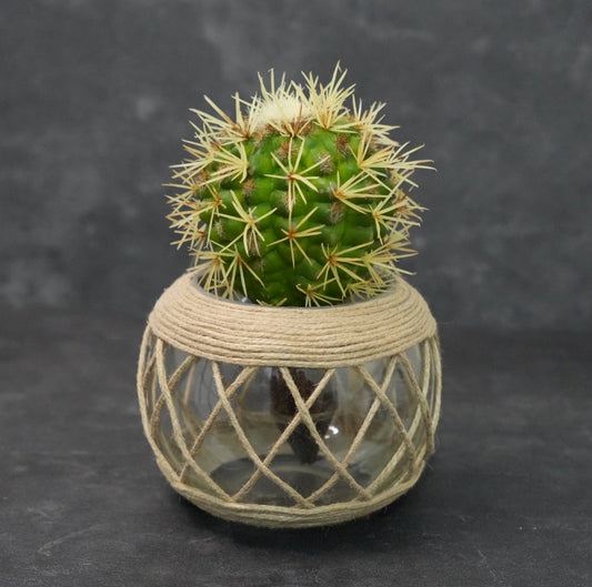 Vase/Windlicht mit Jutekordel