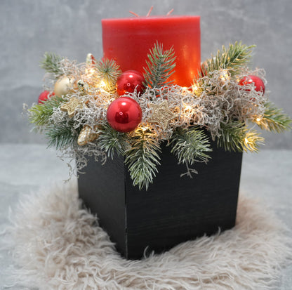 „Golden Spark – Weihnachtslicht im Holzblock“