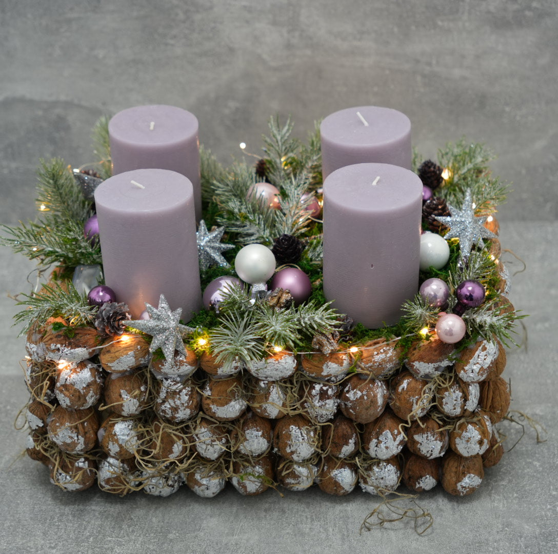 Adventskranz „Winterpflaume“ – Walnuss-Edition