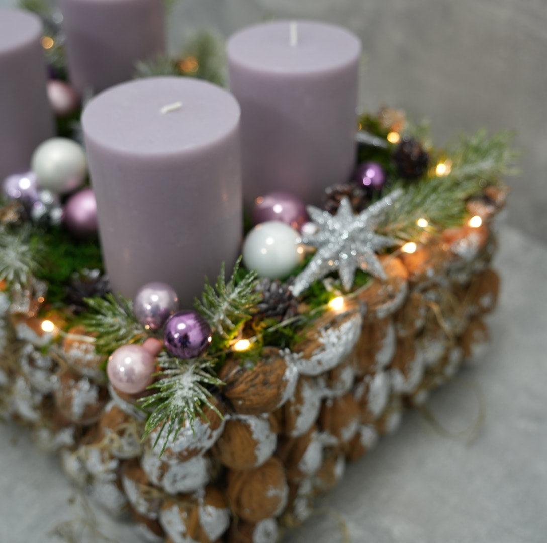 Adventskranz „Winterpflaume“ – Walnuss-Edition